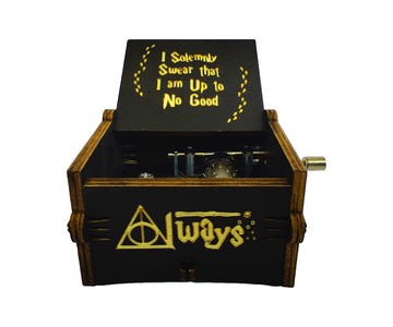 Harry Potter-Black Wooden Hand Cranked Engraved Music Box