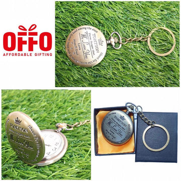 To My Son Antique Analog Pocket Watch Vintage Keychain