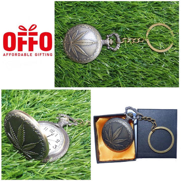 Marijuana Antique Analog Pocket Watch Vintage Keychain