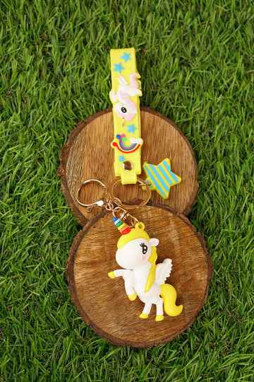 Yellow Unicorn Rubber Keychain
