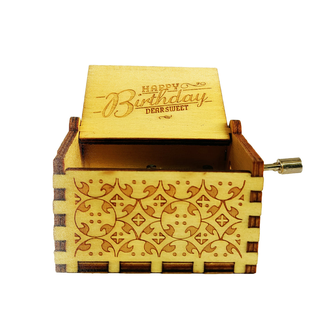 Happy Birthday Wooden Hand Cranked Engraved Music Box