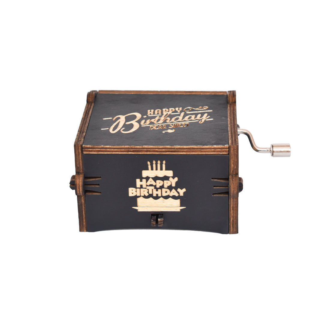 Happy Birthday Wooden Hand Cranked Engraved Music Box