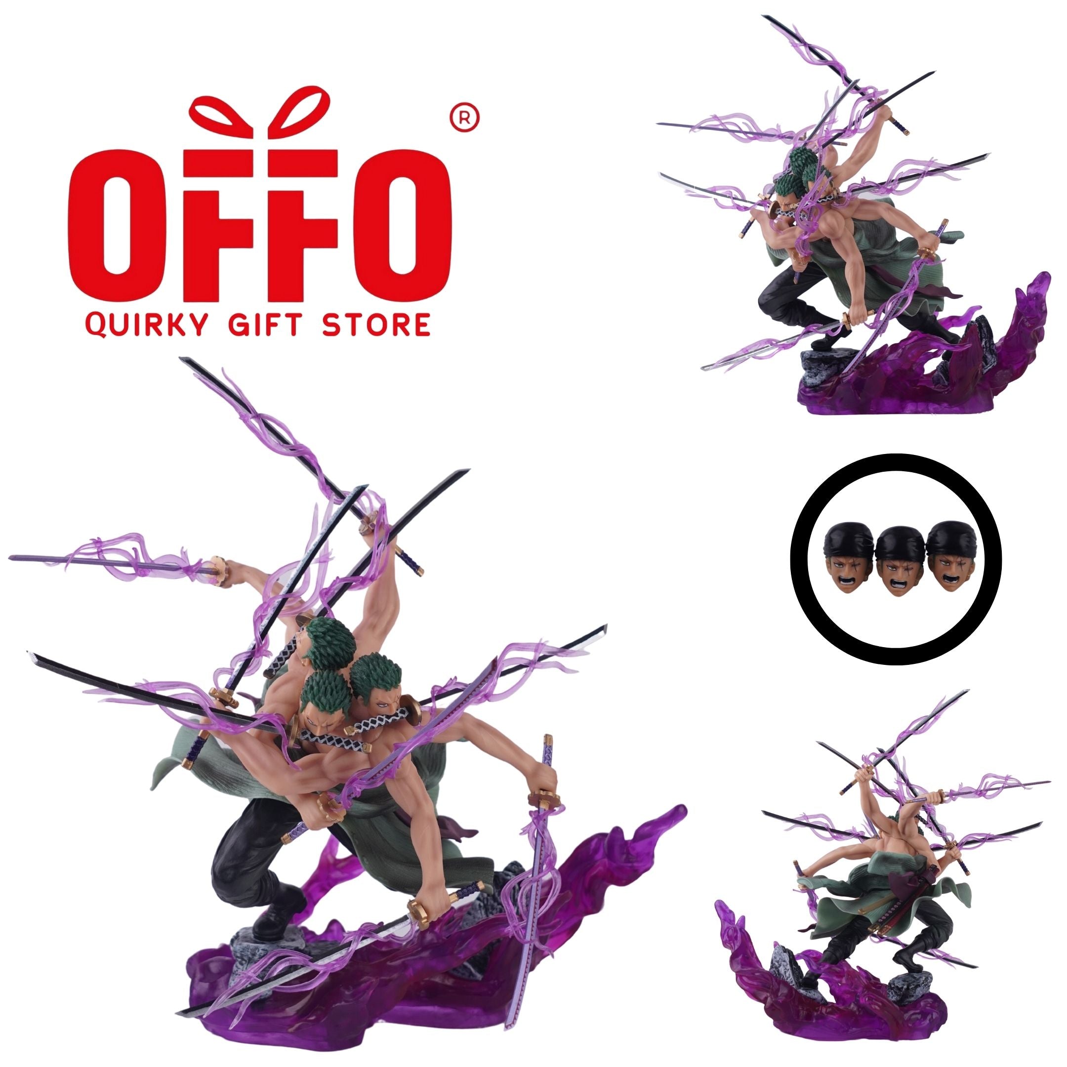 One Piece Anime Roronoa Zoro Ashura Form Action Figure 30cm 