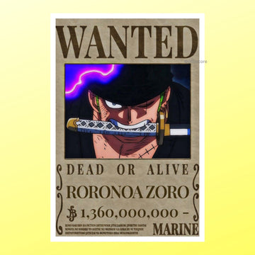 One Piece Anime Zoro Wanted Wall Poster