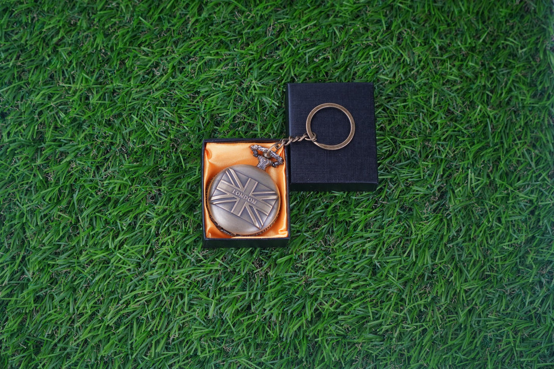 London Flag Antique Pocket Watch Keychain