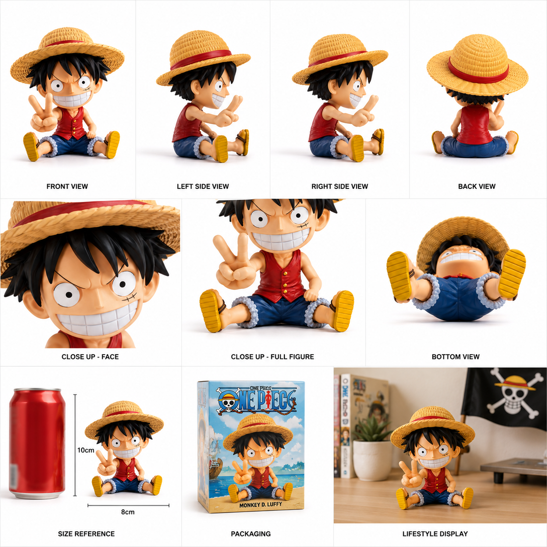 One Piece Monkey D Luffy Sitting Miniature Action Figure
