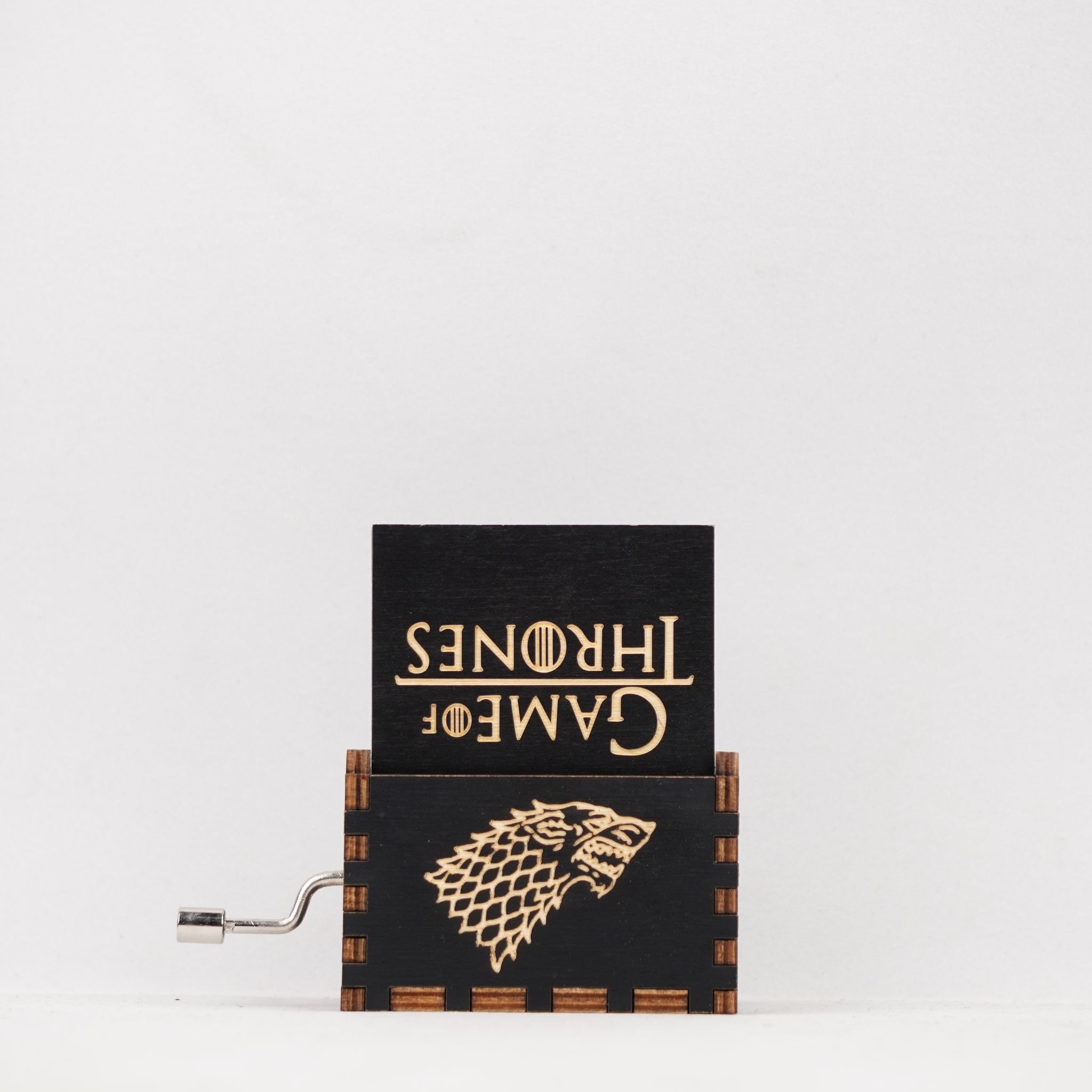 Game of Thrones Manual Music Box – Hand-Cranked Black Wooden Box with Epic Theme Tune