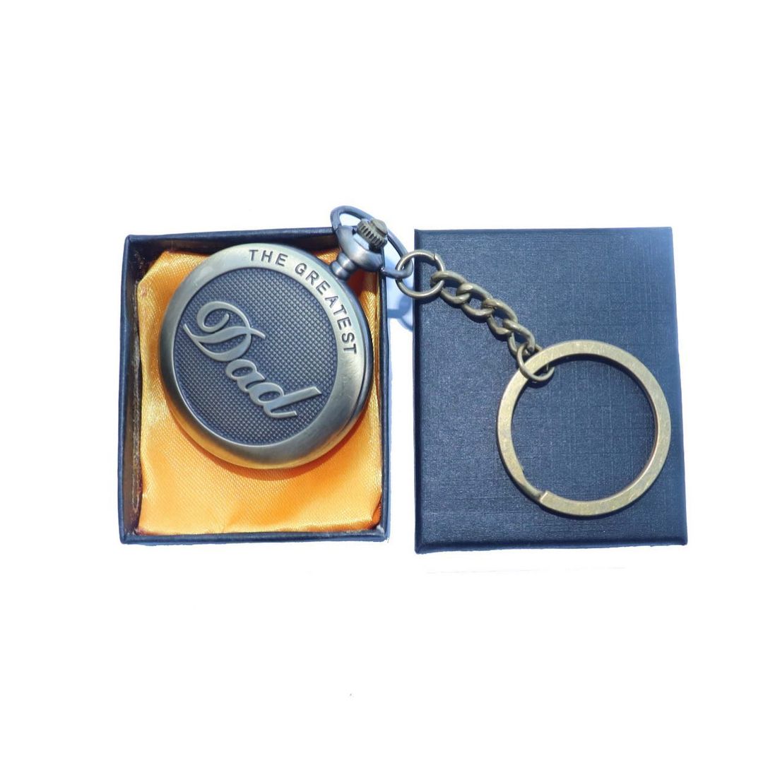 Greatest Dad Antique Analog Pocket Watch Vintage Keychain