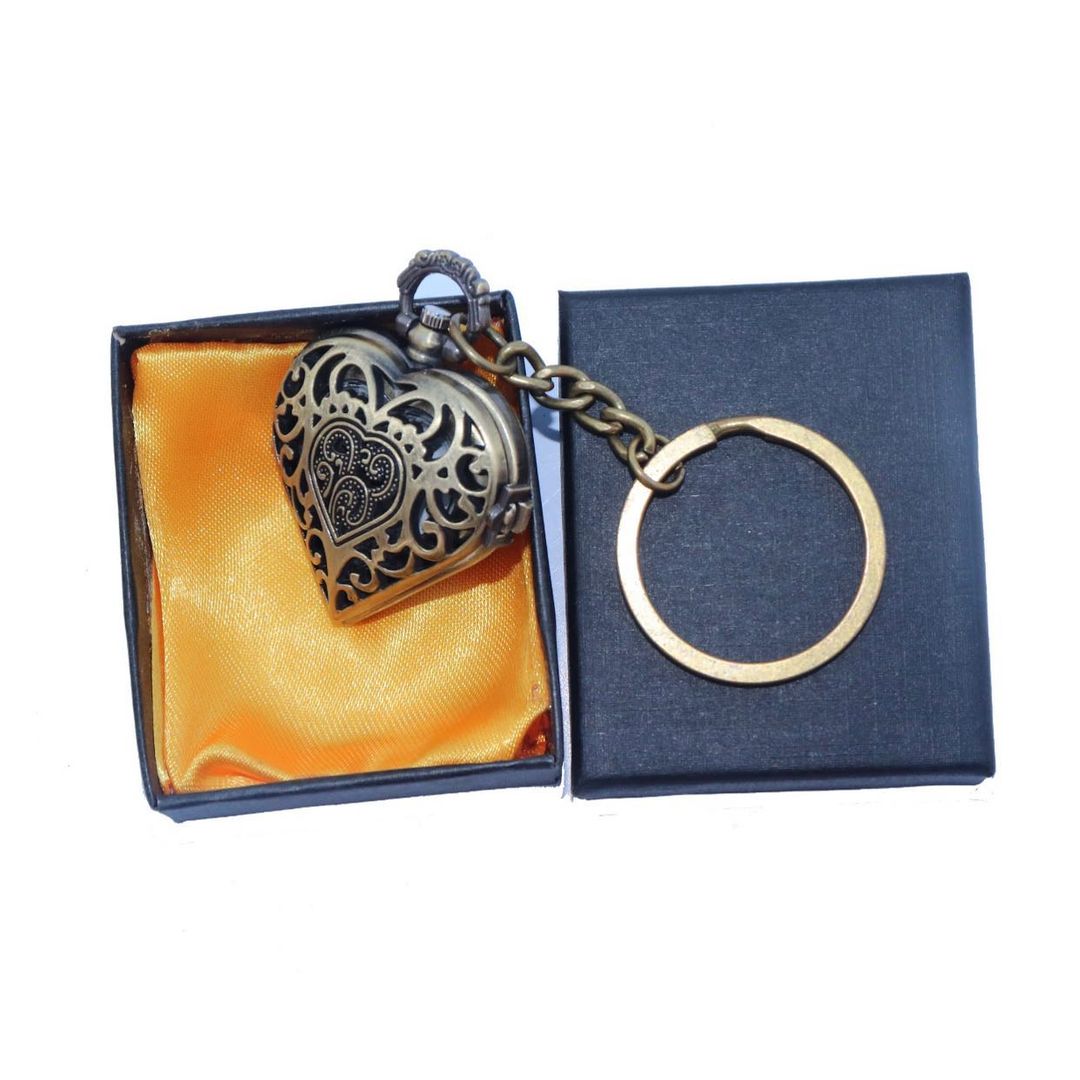 Heart Antique Analog Pocket Watch Vintage Keychain