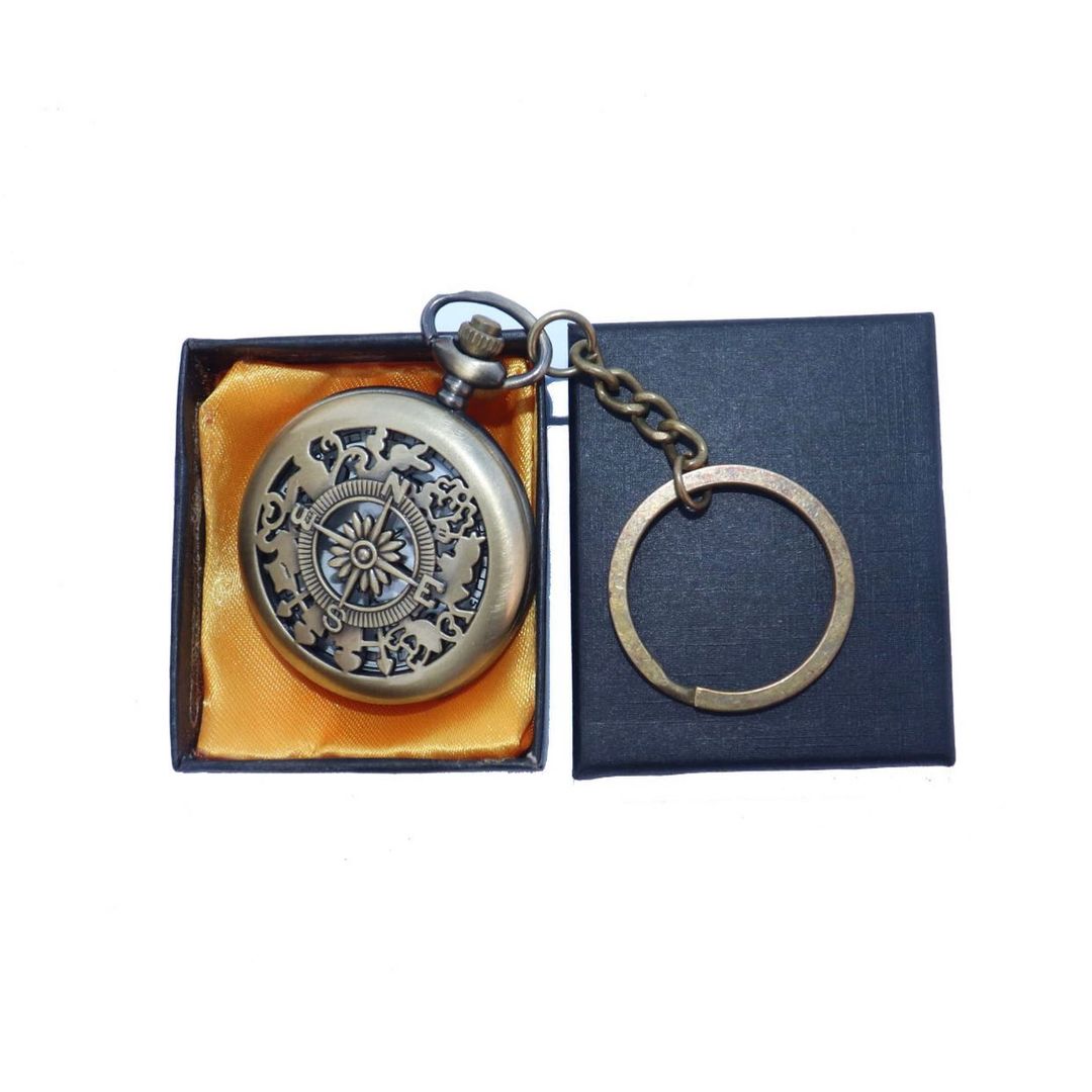 Direction - NWSE Antique Analog Pocket Watch Vintage Keychain