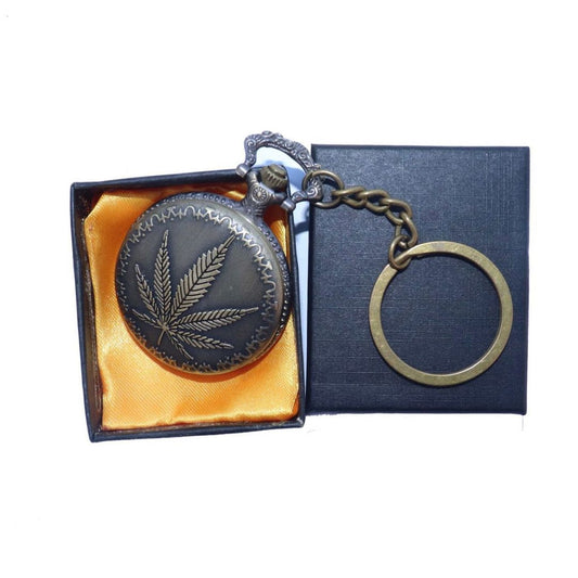Marijuana Antique Analog Pocket Watch Vintage Keychain