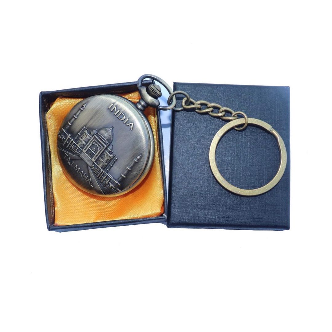 Tajmahal Antique Analog Pocket Watch Vintage Keychain