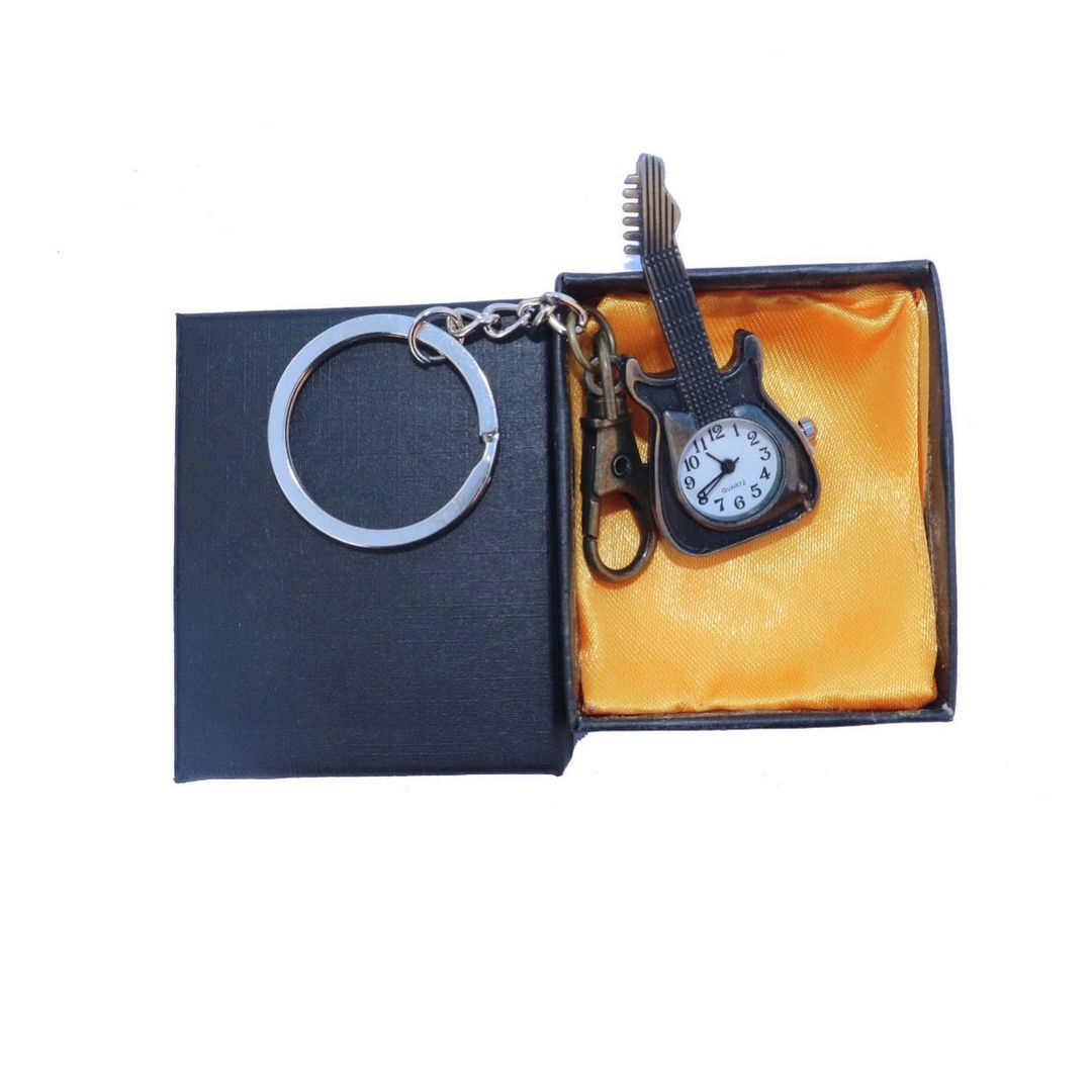 Guitar Antique Analog Pocket Watch Vintage Keychain