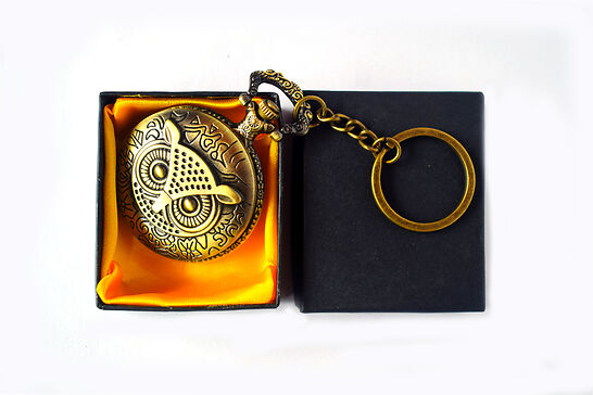 Owl Antique Pocket Watch Keychain