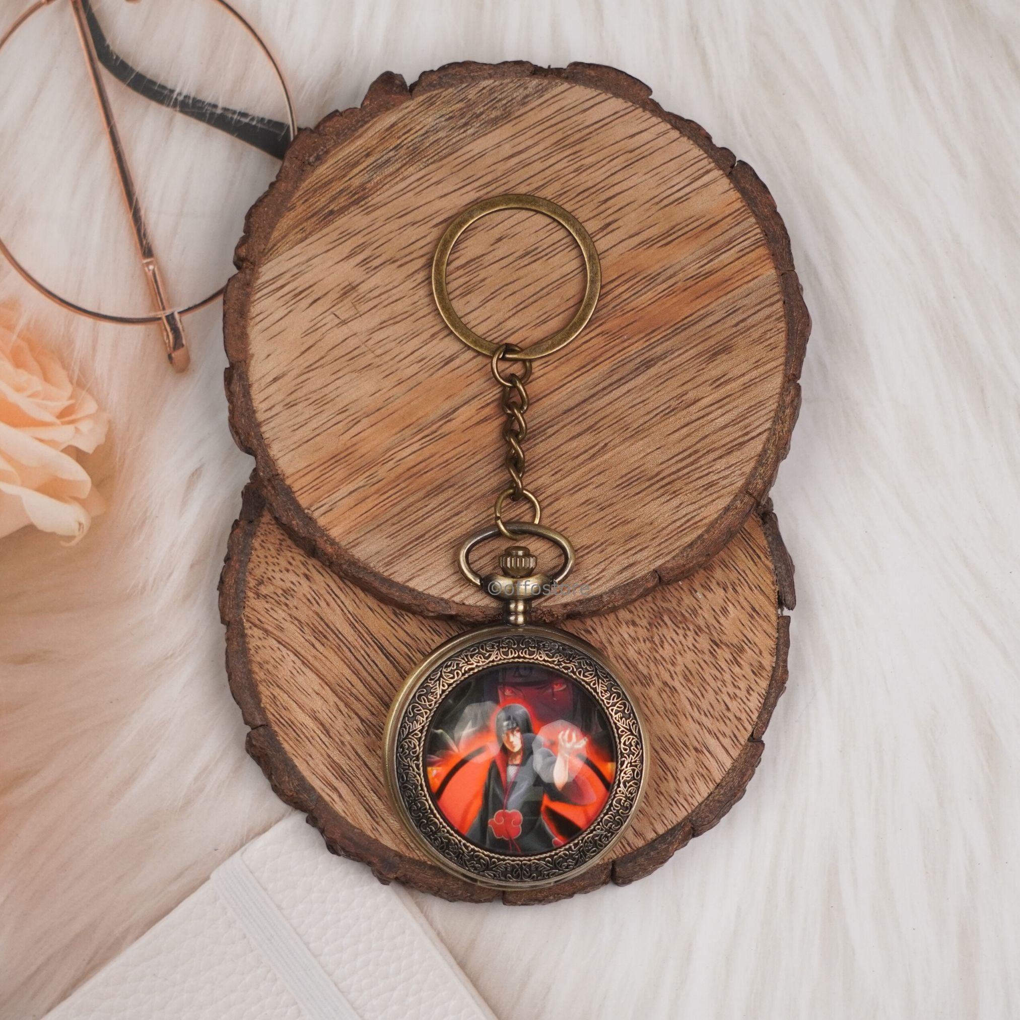 Naruto Anime Itachi Uchiha Pocket Watch Keycahin