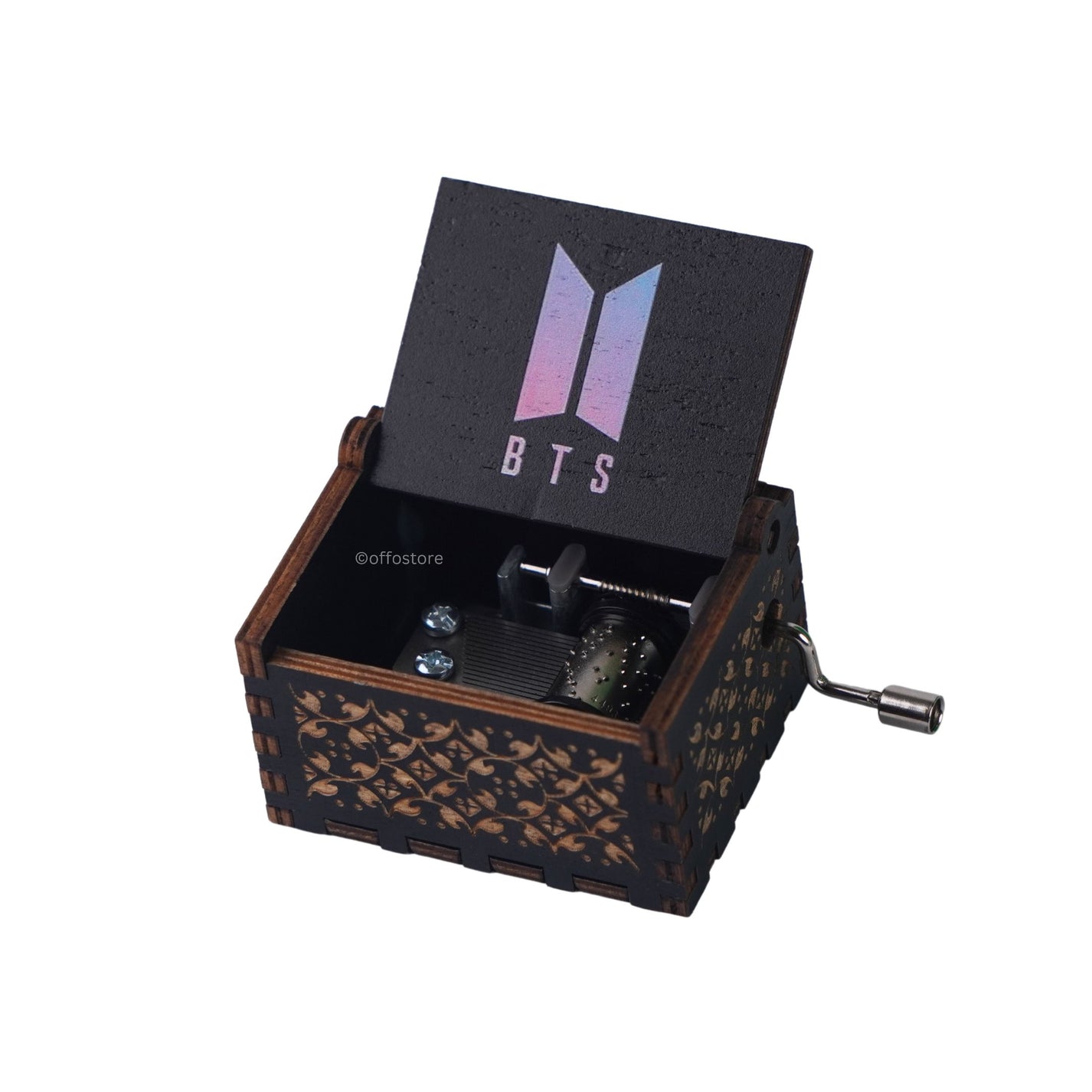 BTS Wooden Hand Cranked Engraved Music Box Spring Day