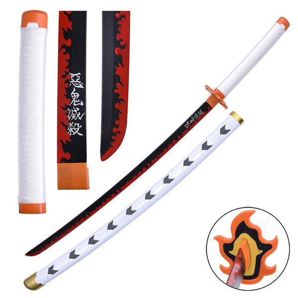 Demon Slayer Anime Rengoku Kyojuro Wooden Life Size Practice Katana Wi