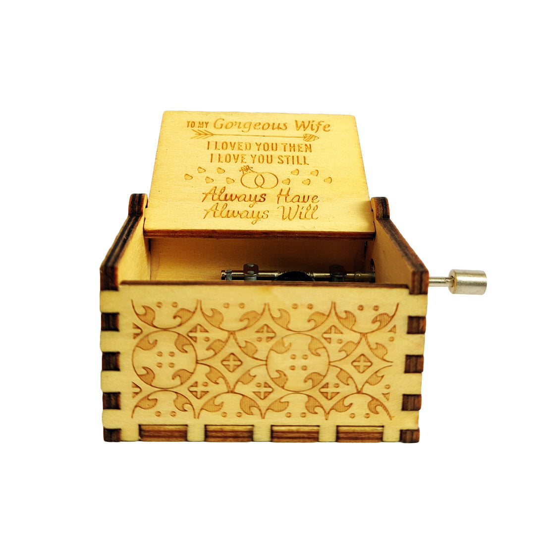 Gorgeous Wife Wooden Hand Cranked Engraved Music Box