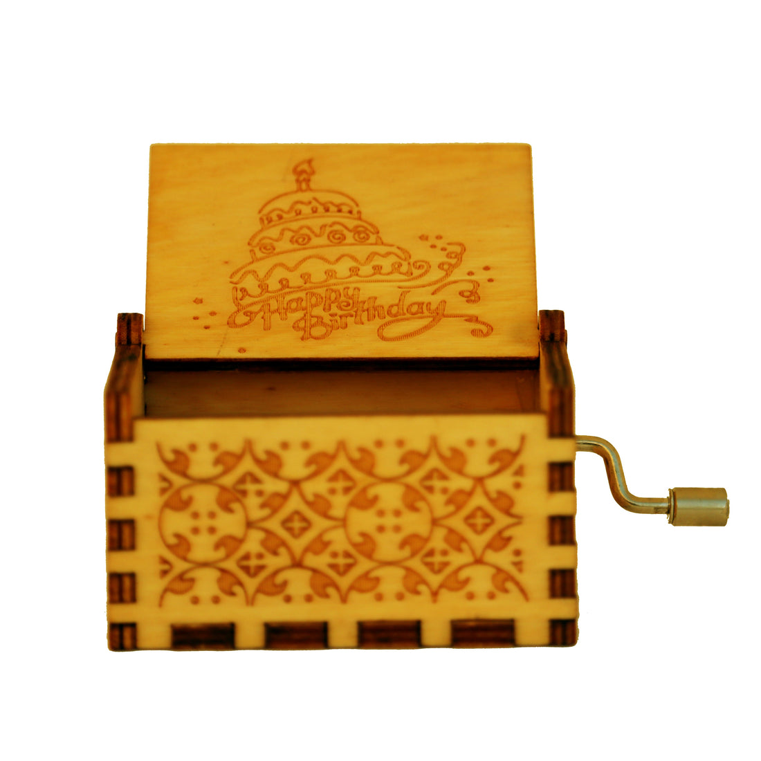 Happy Birthday-B Wooden Hand Cranked Engraved Music Box