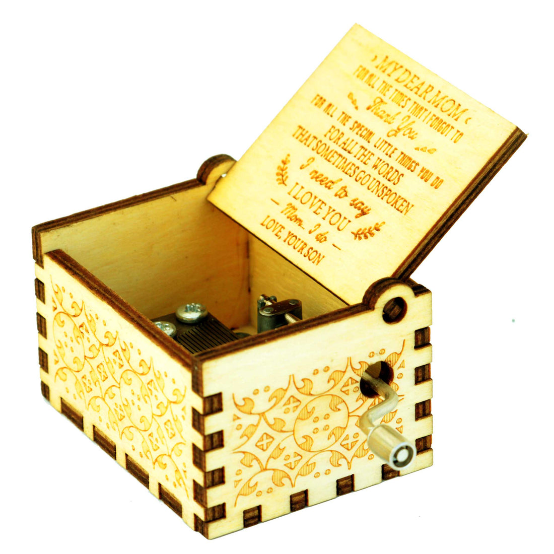 To my Mom Wooden Hand Cranked Engraved Music Box