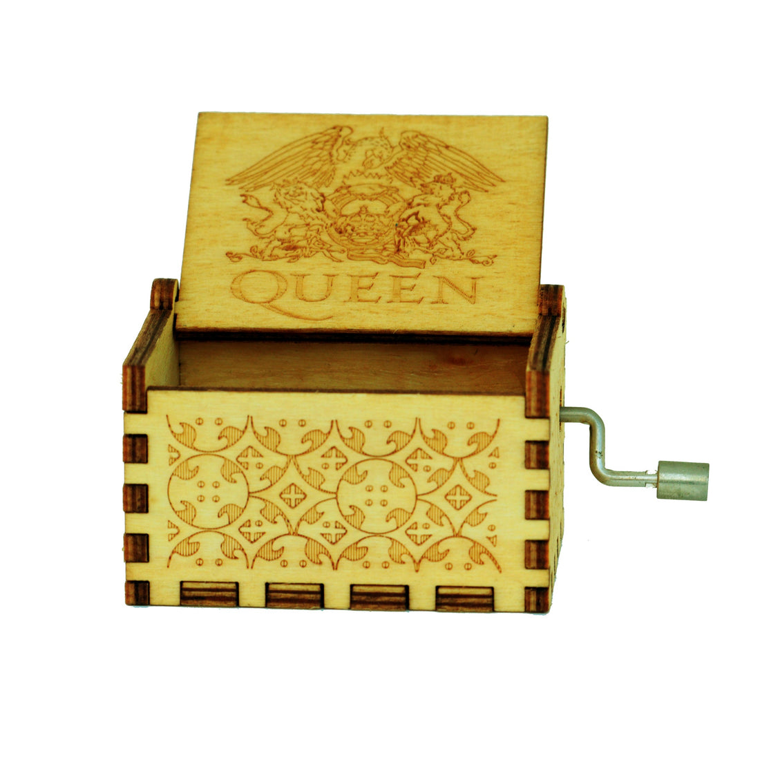 Queen Wooden Hand Cranked Engraved Music Box