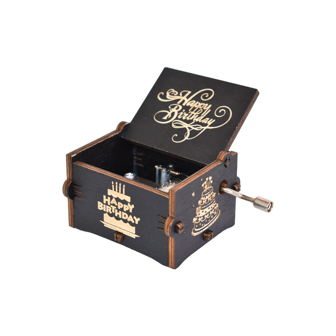 Happy Birthday Wooden Hand Cranked Engraved Music Box