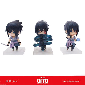 Naruto Anime Sasuke Uchiha Chibbi Figures Set of 3 (B) [9-10 cm]