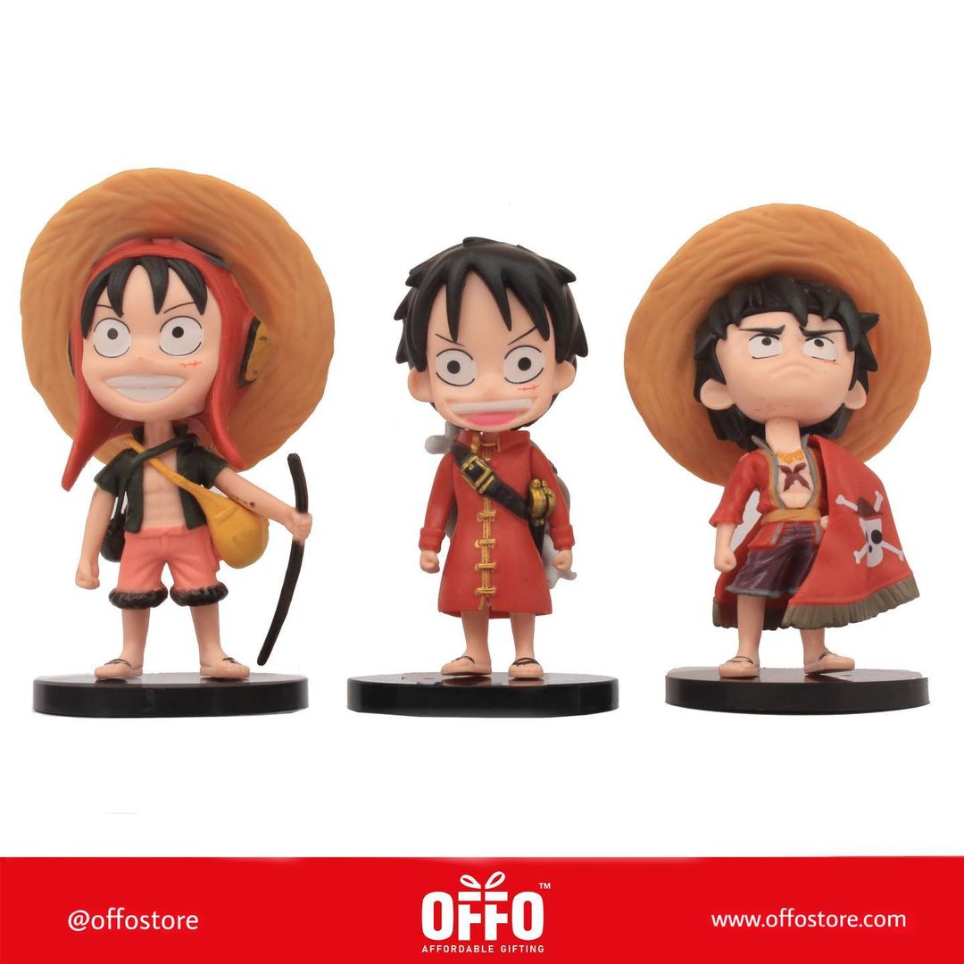 One Piece Anime D Luffy Chibbi Figures Set of 3 [10-12 cm]