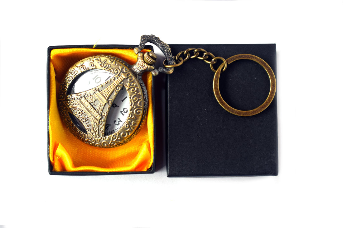 Eiffel Tower Pocket Watch Keychain