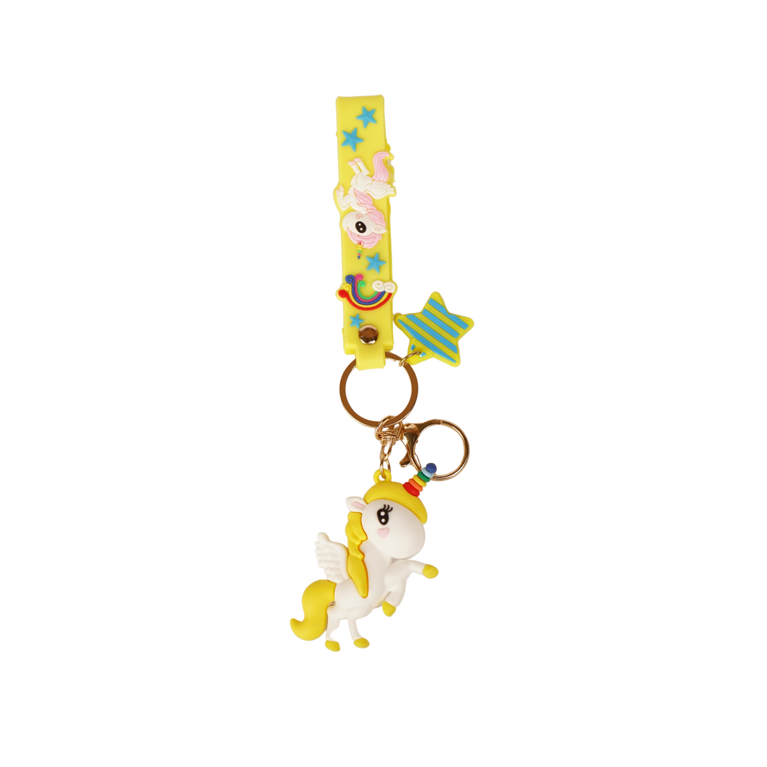 Yellow Unicorn Rubber Keychain