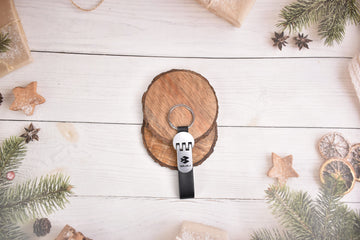 Bajaj Black Leather Keychain