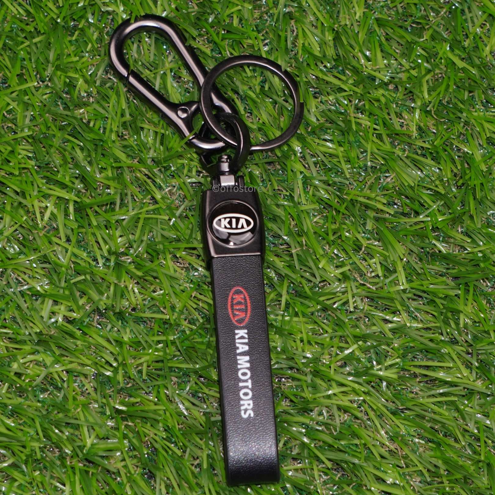 Kia Motors Black Leather Keychain