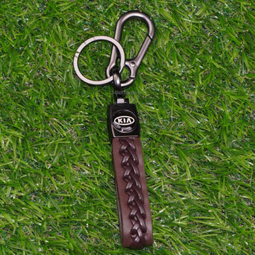 Kia Brown Leather Keychain