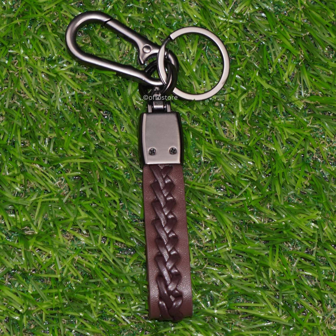 Kia Brown Leather Keychain